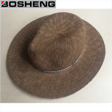 Sombrero de paja de Fedora del color oscuro del verano del hombre de la manera